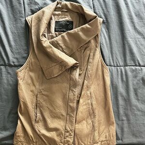 Leather taupe Sleeveless Women's Jacket